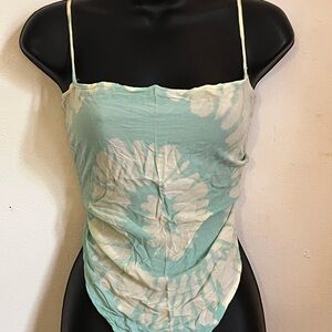 Urban Outfitters Mint Green and Cream Floral Top